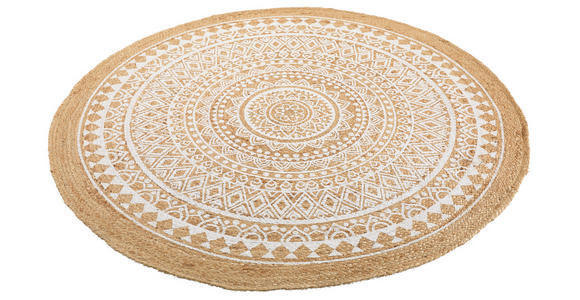 JUTETEPPICH 120 cm Naturfarben, Weiß  - Naturfarben/Weiß, Natur, Textil (120cm) - Linea Natura