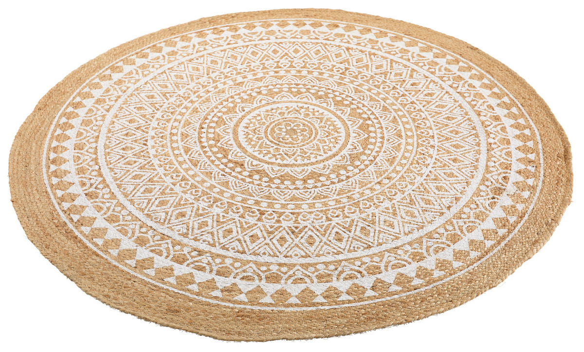 JUTETEPPICH 120 cm Naturfarben, Weiß  - Naturfarben/Weiß, Natur, Textil (120cm) - Linea Natura