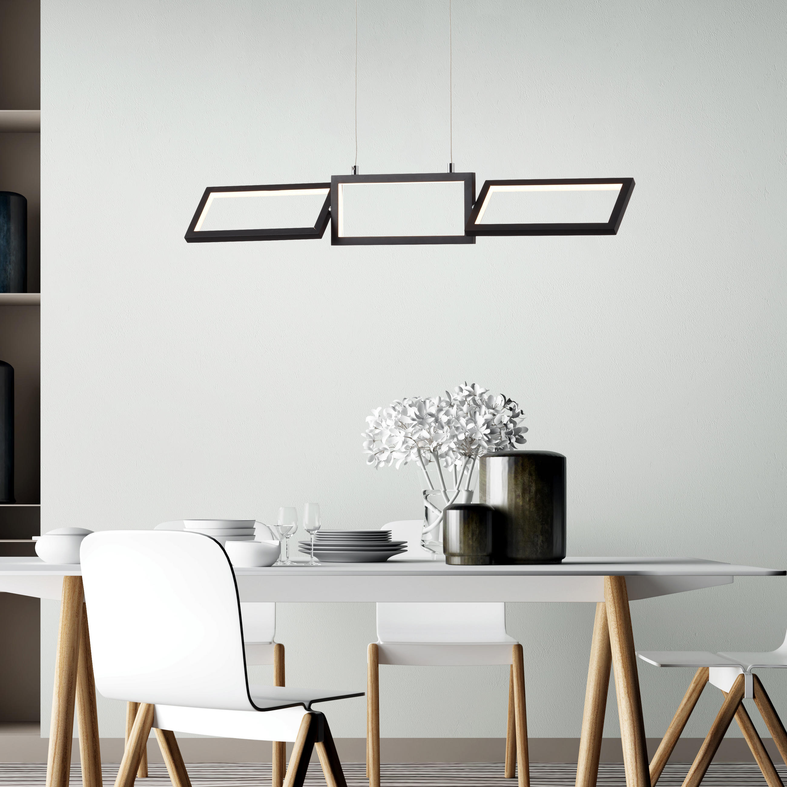LED-HÄNGELEUCHTE Ranut 80,5/12/120 cm   - Schwarz, Design, Kunststoff/Metall (80,5/12/120cm)