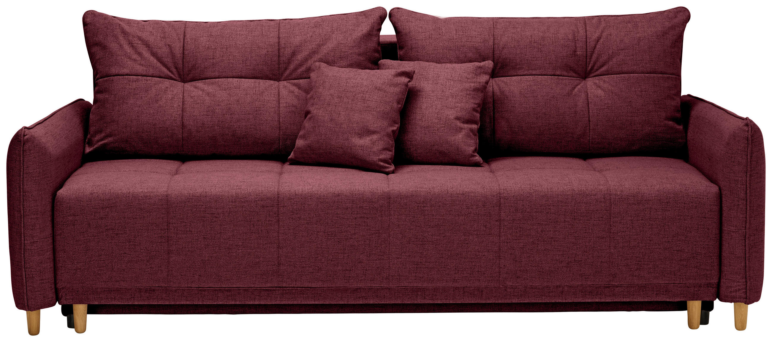 SCHLAFSOFA in Webstoff Dunkelrot  - Eichefarben/Dunkelrot, Design, Holz/Textil (227/98/113cm) - Carryhome