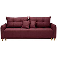 SCHLAFSOFA  mit Rücken echt Webstoff Dunkelrot  - Eichefarben/Dunkelrot, Design, Holz/Textil (227/98/113cm) - Carryhome