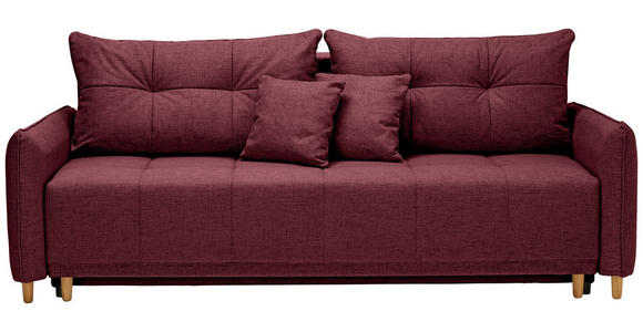 SCHLAFSOFA in Webstoff Dunkelrot  - Eichefarben/Dunkelrot, Design, Holz/Textil (227/98/113cm) - Carryhome