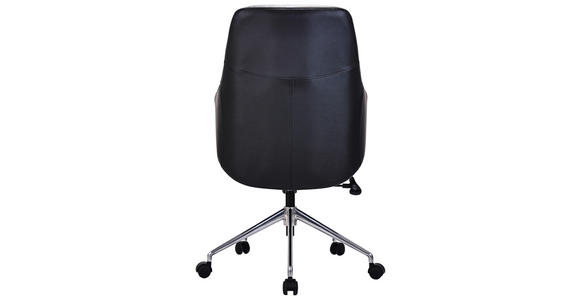DREHSTUHL Schwarz  - Alufarben/Schwarz, Design, Leder/Kunststoff (61/100-107,5/64cm) - Novel