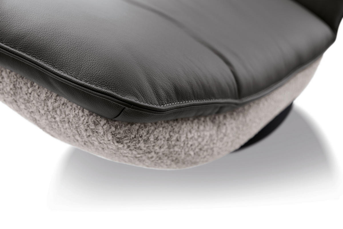 RELAXLIEGE Echtleder Chenille Dunkelgrau, Grauweiß  - Dunkelgrau/Grauweiß, Design, Leder/Textil (78cm) - Koinor