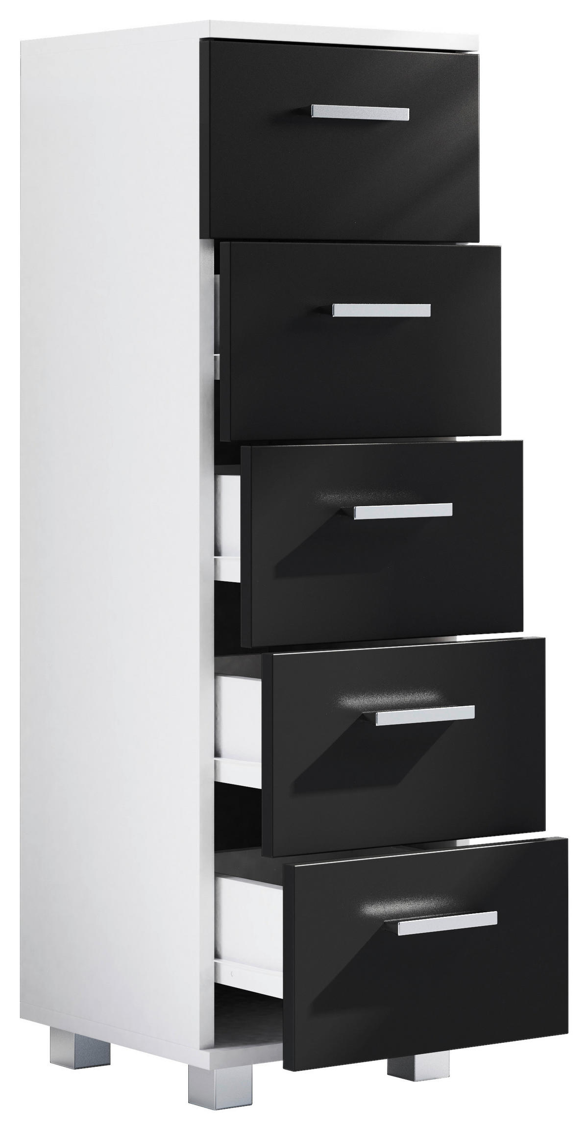 HIGHBOARD  in 30/94/30 cm  - Weiss/Silberfarben, Modern, Holzwerkstoff/Kunststoff (30/94/30cm) - MID.YOU