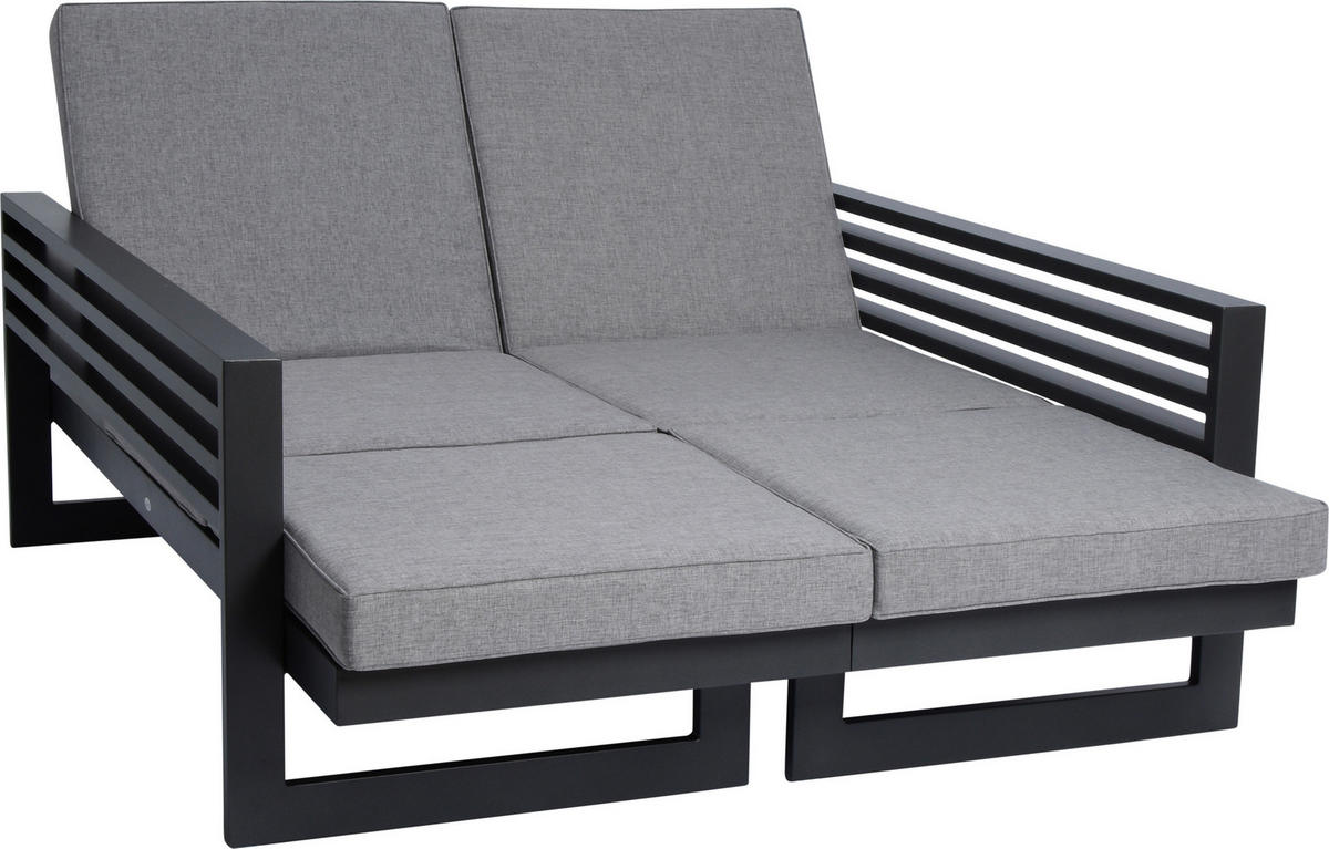 GARTENBANK 216/68/80 cm  Aluminium  - Schieferfarben/Graphitfarben, Design, Textil/Metall (216/68/80cm) - Stern