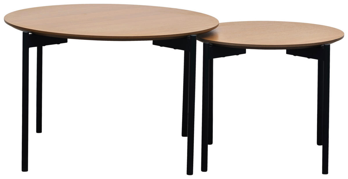 SATZTISCH in Metall, Holzwerkstoff  - Schwarz/Naturfarben, Modern, Holzwerkstoff/Metall (70/50/45/42/70/50cm) - MID.YOU