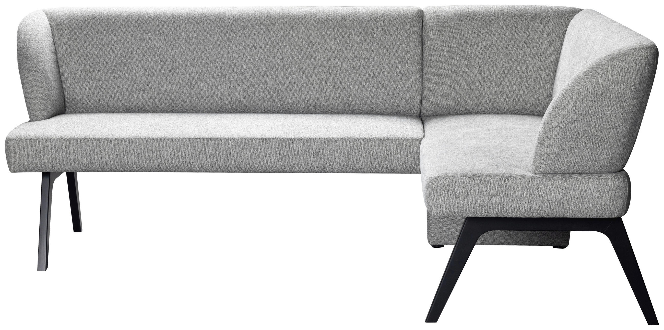 ECKBANK 215/150 cm Webstoff Hellgrau Buche vollmassiv   - Hellgrau/Schwarz, MODERN, Holz/Textil (215/150cm)