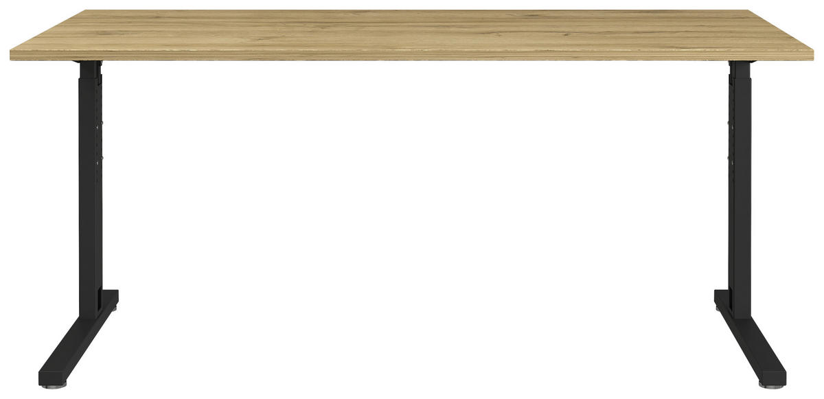 SCHREIBTISCH höhenverstellbar  - Eichefarben/Schwarz, KONVENTIONELL, Holzwerkstoff/Metall (160/70/80cm) - Germania