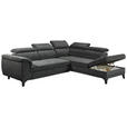 ECKSOFA Anthrazit Mikrovelours  - Anthrazit/Schwarz, KONVENTIONELL, Kunststoff/Textil (274/231cm) - Carryhome