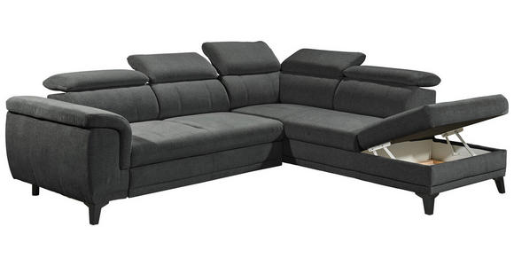 ECKSOFA Anthrazit Mikrovelours  - Anthrazit/Schwarz, KONVENTIONELL, Kunststoff/Textil (274/231cm) - Carryhome