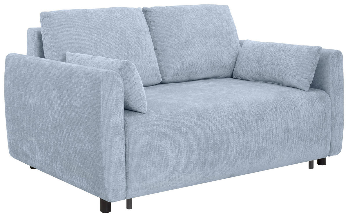 SCHLAFSOFA Chenille Hellblau  - Schwarz/Hellblau, KONVENTIONELL, Kunststoff/Textil (161/90/108cm) - Carryhome