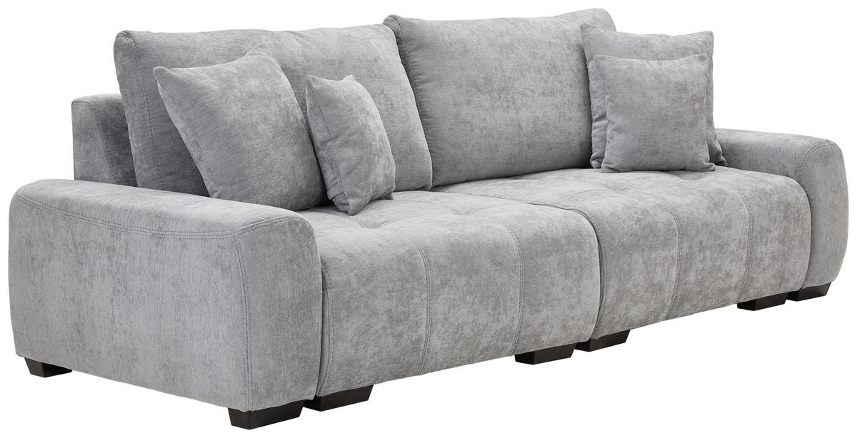 BIGSOFA Chenille Hellgrau  - Dunkelbraun/Hellgrau, KONVENTIONELL, Kunststoff/Textil (250/100/90cm) - Carryhome