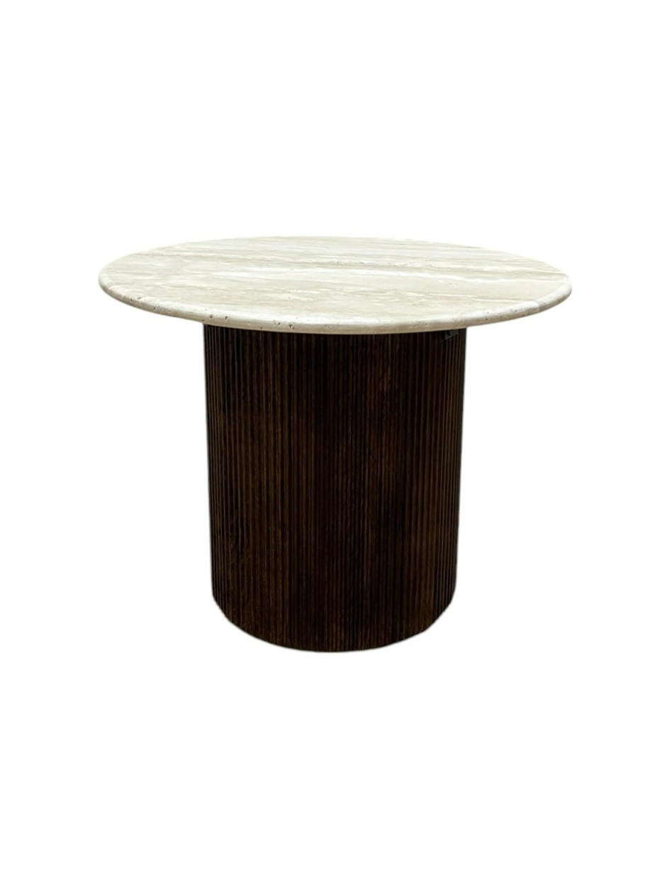 COUCHTISCH Mangoholz vollmassiv 60/60/45 cm rund Dunkelbraun, Beige  - Dunkelbraun/Beige, Design, Holz/Stein (60/60/45cm) - Livetastic