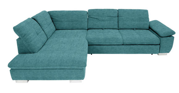 ECKSOFA in Chenille Türkis  - Türkis/Chromfarben, Design, Textil (242/313cm) - Xora