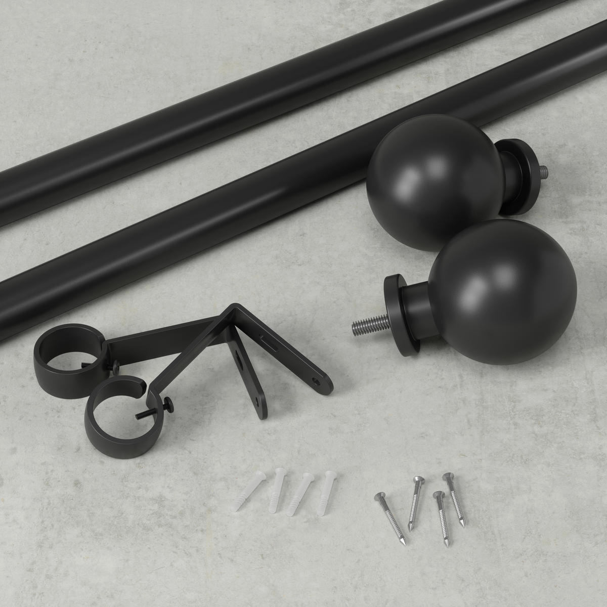 VORHANGSTANGE  383 cm  - Schwarz, KONVENTIONELL, Kunststoff/Metall (383cm) - Umbra