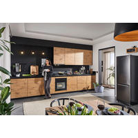 EINBAUKÜCHE   - Eichefarben/Schwarz, Basics, Holzwerkstoff - Venda