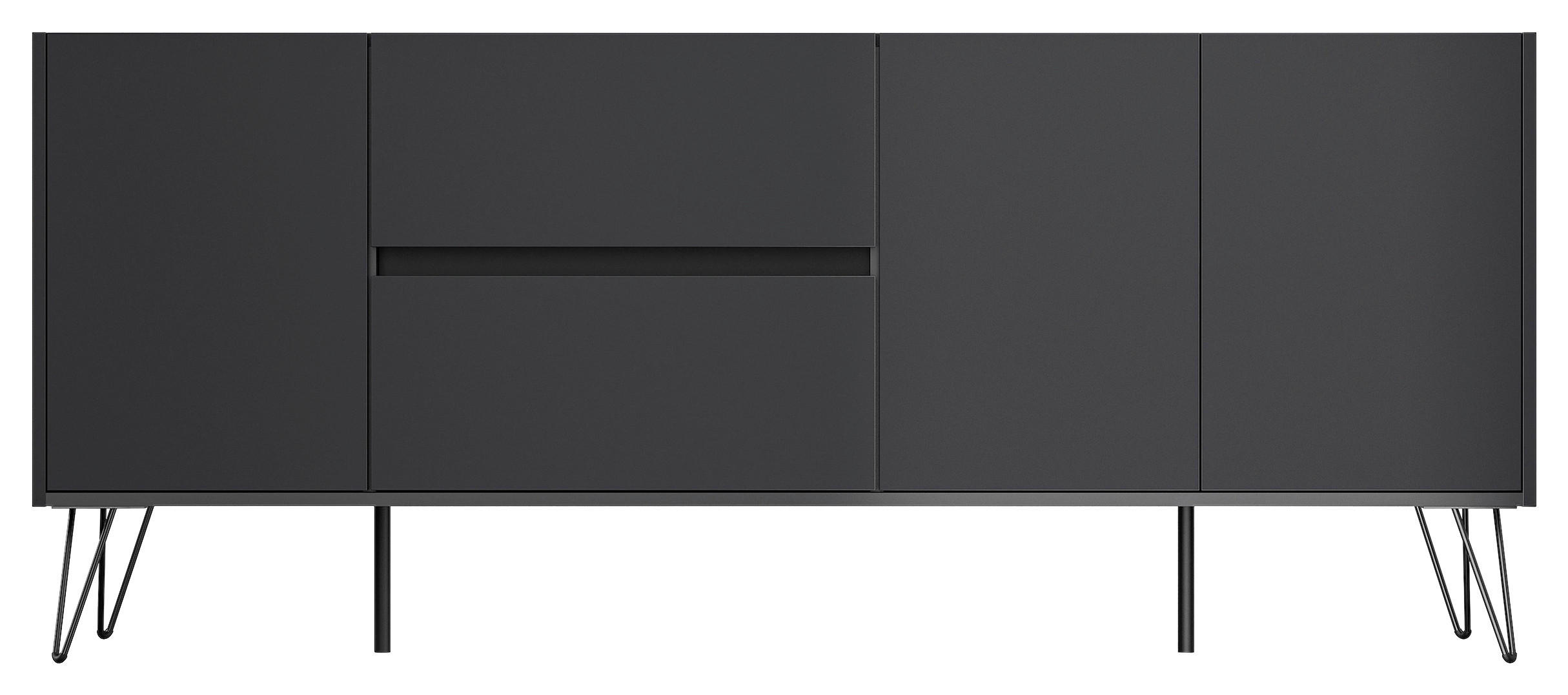 SIDEBOARD Posseik Industrial 177/75,8/42 cm 2 Schublade(n)  - Graphitfarben/Schwarz, Design, Holzwerkstoff/Metall (177/75,8/42cm) - MID.YOU