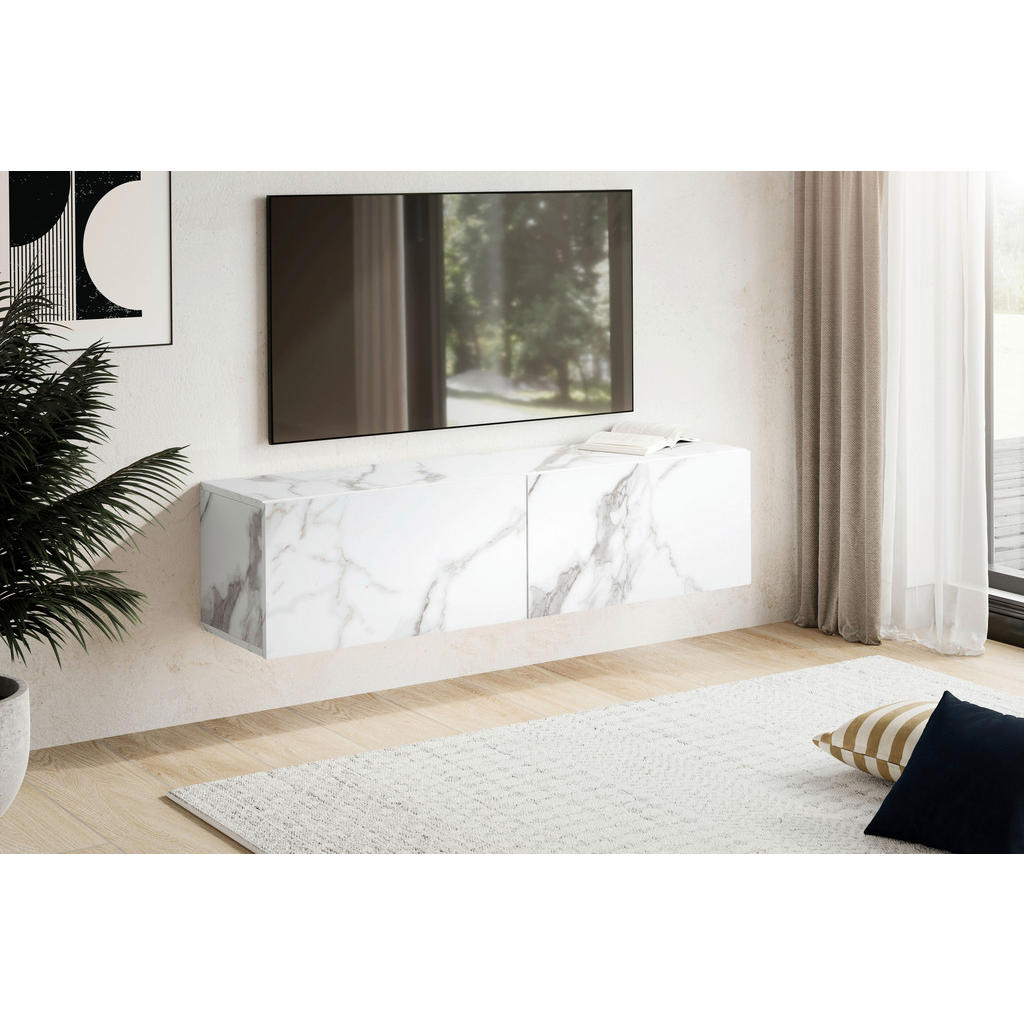 Thumbnail - Mid.you Lowboard, Weiß, Holzwerkstoff, Marmoroptik, 120x30x30 cm, hängend, Wohnzimmer, Wohnwände, Lowboards