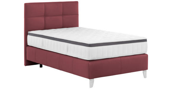 BOXSPRINGBETT 140/200 cm  in Bordeaux  - Chromfarben/Bordeaux, KONVENTIONELL, Leder/Textil (140/200cm) - Novel