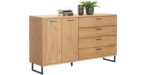 KOMMODE Eichefarben 165,2/90/38,2 cm - Dunkelgrau/Eichefarben, KONVENTIONELL, Holz/Metall (165,2/90/38,2cm) - Cantus