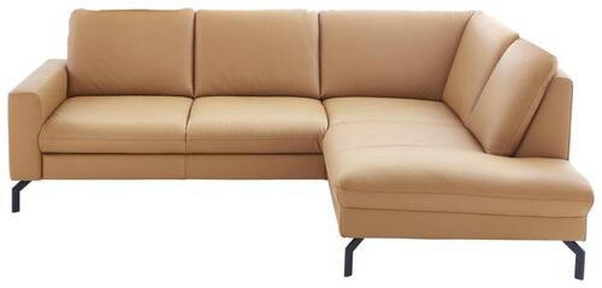 ECKSOFA in Echtleder Currygelb  250/194 cm  - Currygelb/Schwarz, Design, Leder/Metall (250/194cm) - Beldomo Premium
