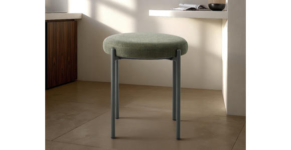 HOCKER Webstoff Olivgrün - Olivgrün, Basics, Textil/Metall (43,5/48/43,5cm) - Xora