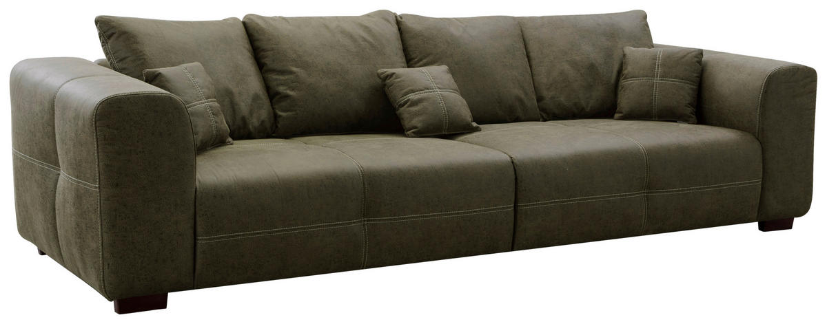BIGSOFA Flachgewebe Olivgrün  - Beige/Olivgrün, KONVENTIONELL, Holz/Textil (287/69/108cm) - Cantus