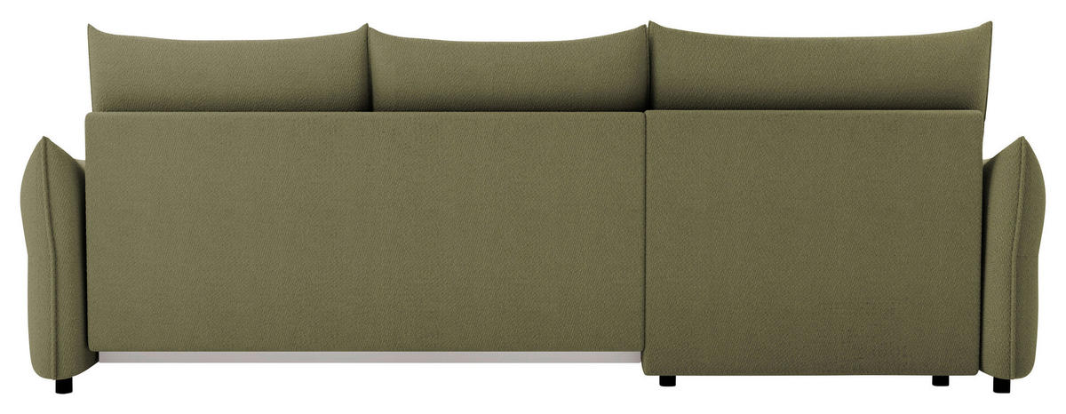 ECKSOFA Olivgrün Webstoff Rückenkissen, Bettkasten, Schlaffunktion, Rücken echt, Liegefläche im Originalstoff  - Schwarz/Olivgrün, KONVENTIONELL, Kunststoff/Textil (179/306cm) - Milino