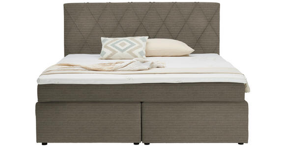 BOXSPRINGBETT 180/200 cm in Beige - Beige/Schwarz, Design, Kunststoff/Textil (180/200cm) - Xora