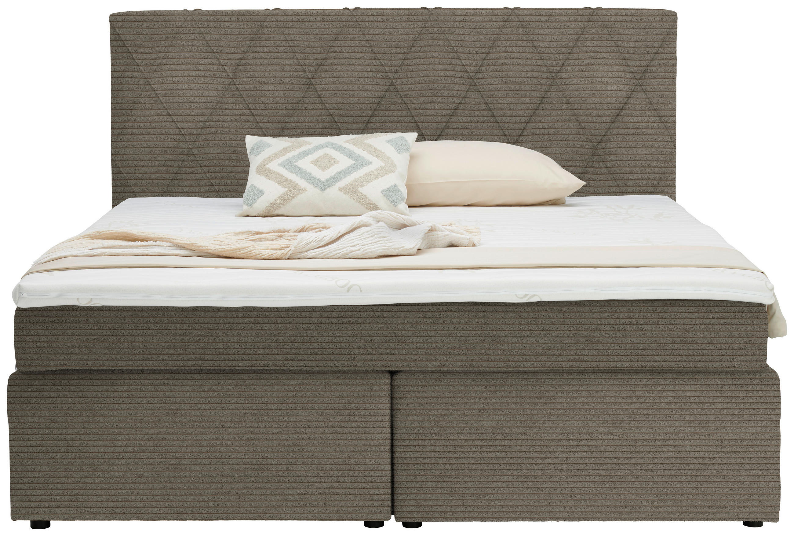BOXSPRINGBETT 160/200 cm  in Beige  - Beige/Schwarz, Design, Holzwerkstoff/Kunststoff (160/200cm) - Xora