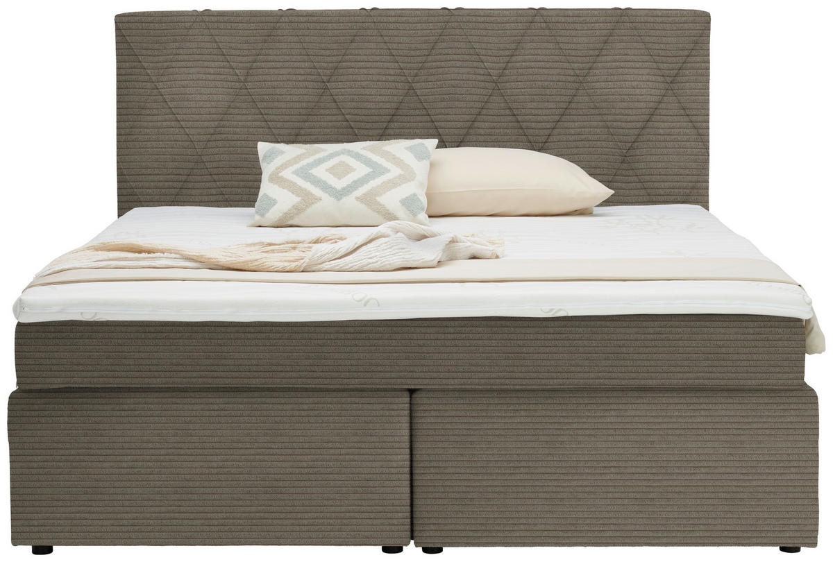 BOXSPRINGBETT 160/200 cm  in Beige  - Beige/Schwarz, Design, Holzwerkstoff/Kunststoff (160/200cm) - Xora