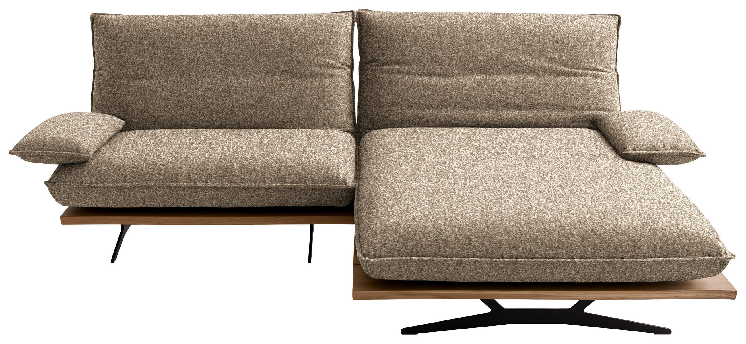 ECKSOFA  in Chenille, Flachgewebe Wildeiche, Beigebraun Rücken echt, Armteilverstellung, Relaxfunktion, Drehsitzfunktion  284/161 cm  - Wildeiche/Beigebraun, Design, Holz/Textil (284/161cm) - Koinor