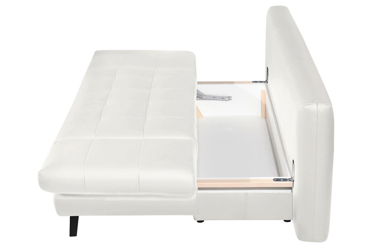SCHLAFSOFA in Echtleder Weiss  - Weiss/Schwarz, Design, Leder/Metall (209/94/94cm) - Novel