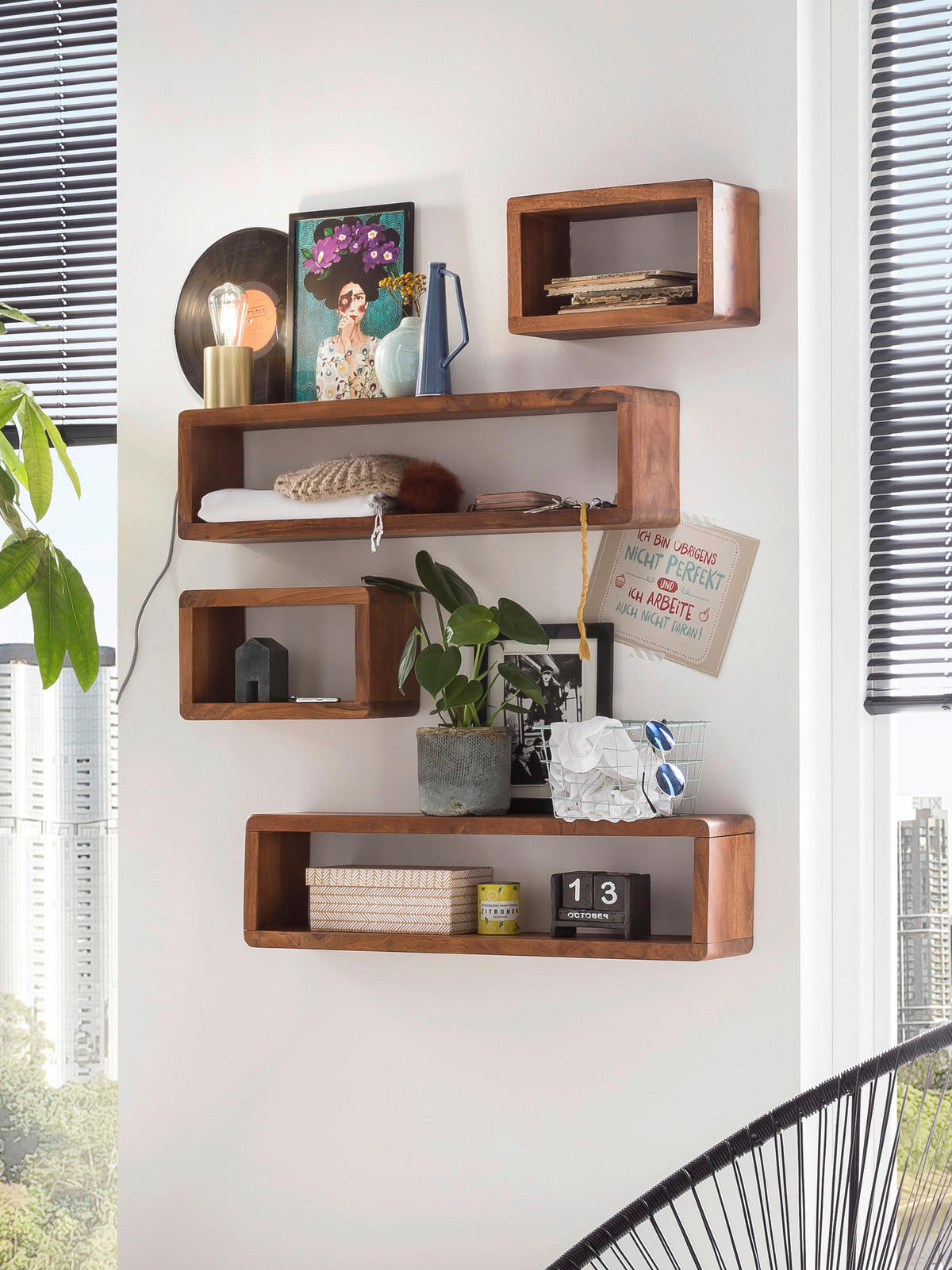 WANDREGAL 34/20/15 cm  - Naturfarben, Design, Holz (34/20/15cm) - MID.YOU