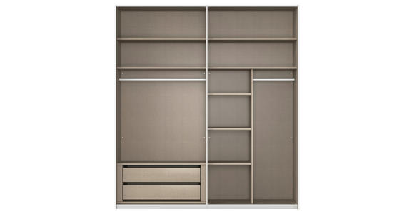 SCHWEBETÜRENSCHRANK 201/223/68 cm 2-türig Weiß - Alufarben/Weiß, KONVENTIONELL, Glas/Holzwerkstoff (201/223/68cm) - Novel