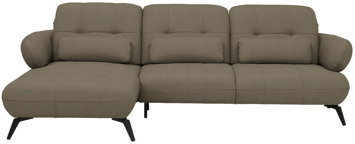 ECKSOFA Flachgewebe Braun  - Schwarz/Braun, Modern, Textil/Metall (180/282cm) - Novel