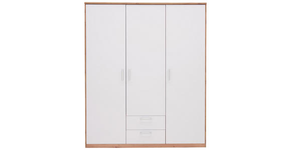 KLEIDERSCHRANK in Weiß, Eichefarben - Eichefarben/Silberfarben, KONVENTIONELL, Holzwerkstoff/Kunststoff (157/194/54cm) - Xora