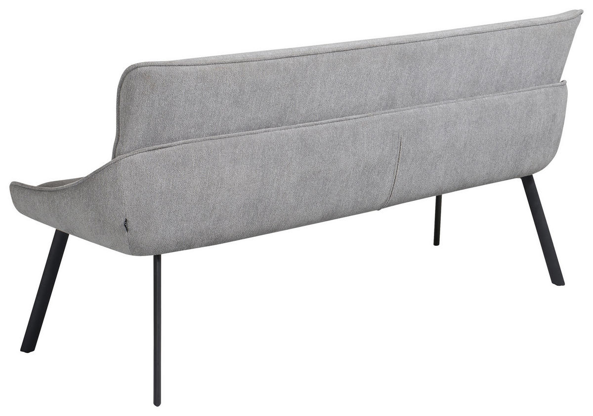 SITZBANK 180/86/64 cm  in Hellgrau  - Hellgrau/Schwarz, Design, Textil/Metall (180/86/64cm) - Novel