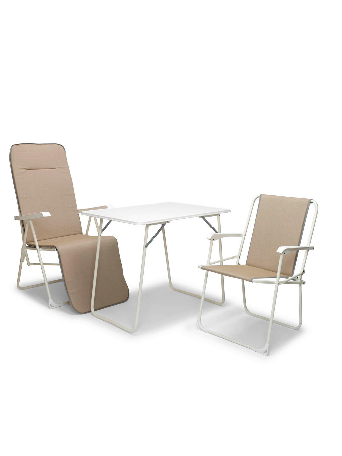 SONNENLIEGE 58/108/75 cm  - Beige/Weiß, Basics, Textil/Metall (58/108/75cm)