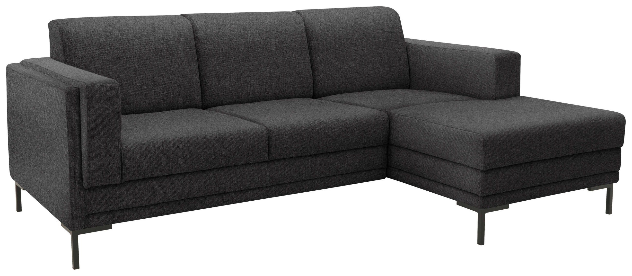 ECKSOFA Anthrazit Webstoff  - Anthrazit/Schwarz, Design, Textil/Metall (214/146cm) - LOOKS by W.Joop