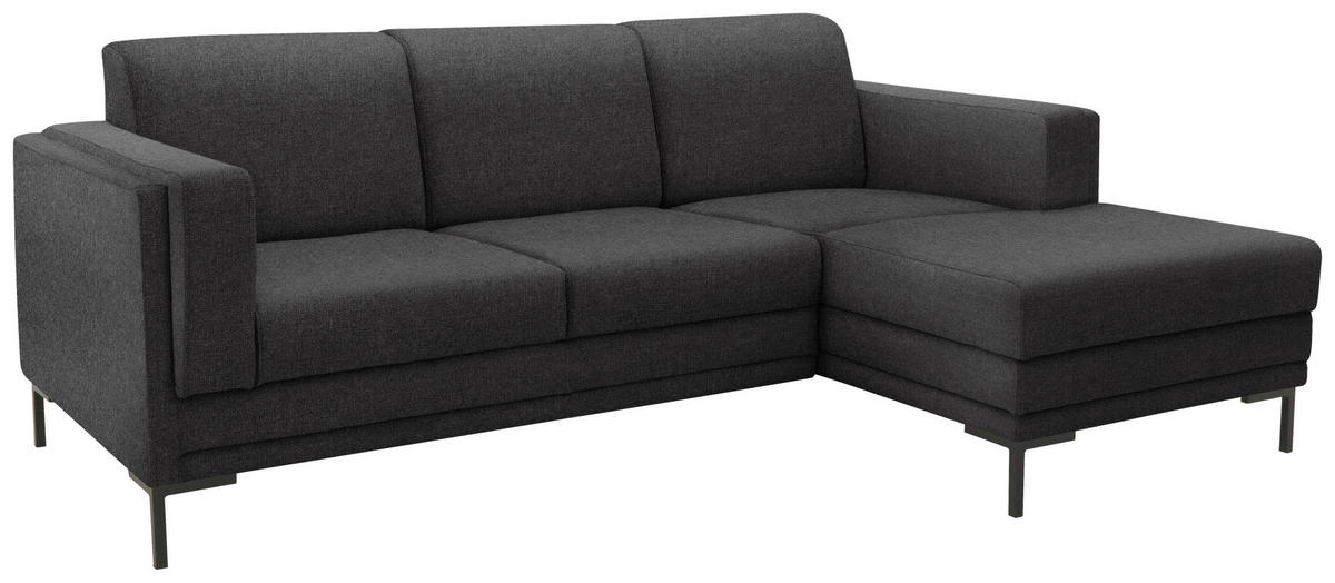 ECKSOFA in Webstoff Anthrazit  214/146 cm  - Anthrazit/Schwarz, Design, Textil/Metall (214/146cm) - LOOKS by W.Joop