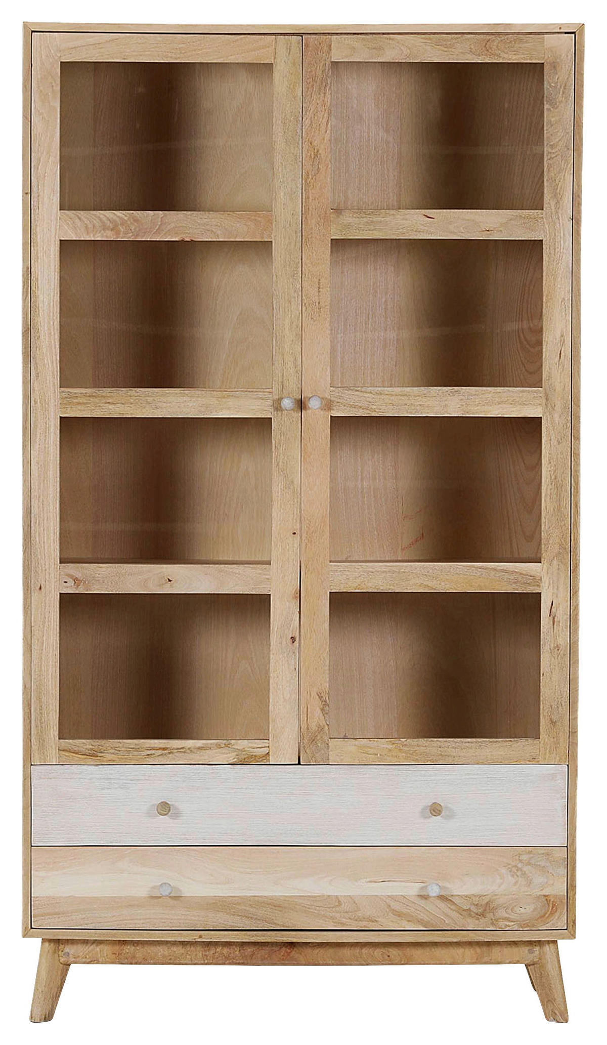 VITRINE Kata in massiv Mangoholz Naturfarben, Weiß  - Naturfarben/Weiß, Design, Glas/Holz (100/180/41cm) - Landscape