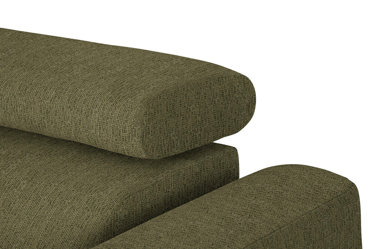 ECKSOFA in Webstoff Olivgrün  205/280 cm  - Schwarz/Olivgrün, Design, Textil/Metall (205/280cm) - Xora