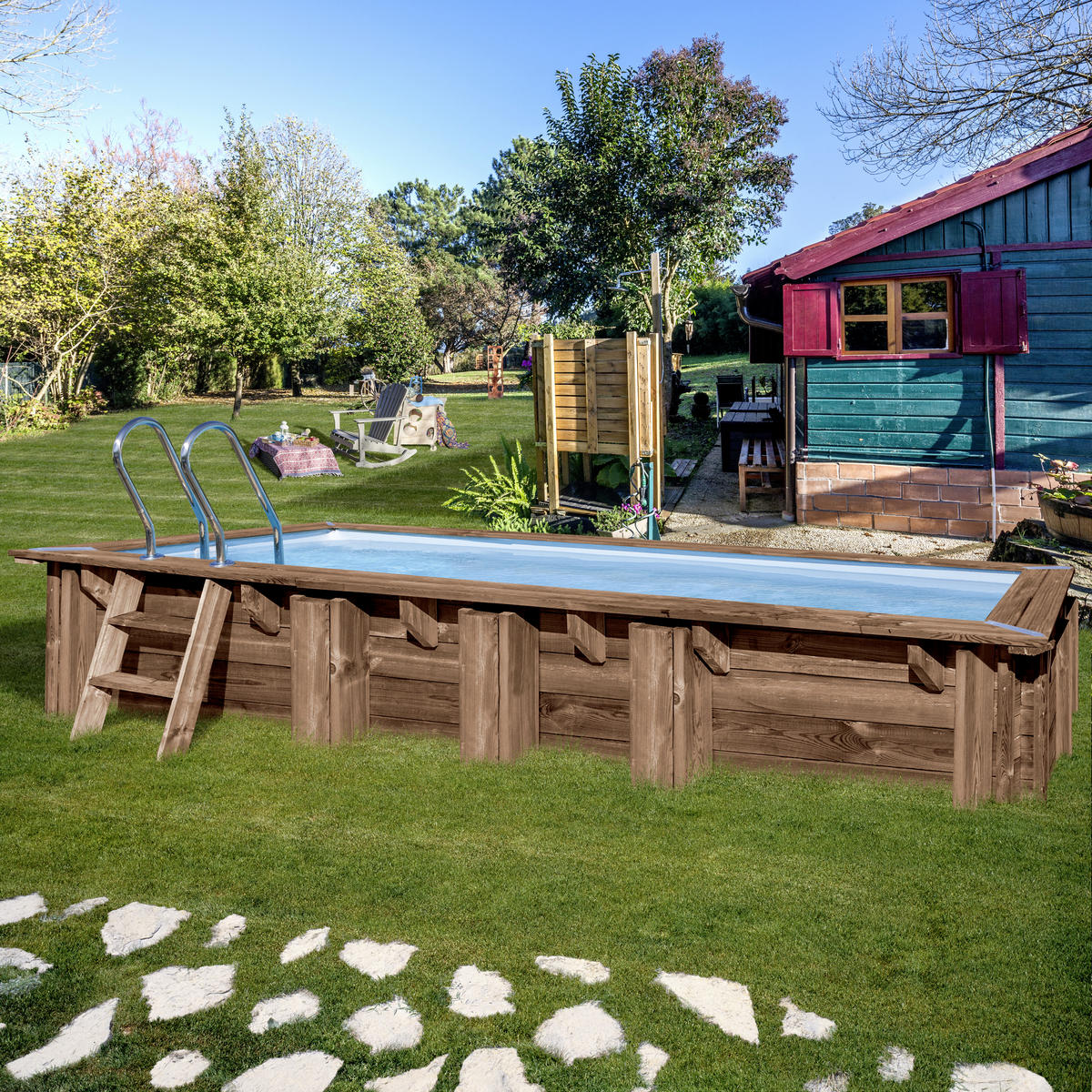 POOL SET GRE KPBRC620 MANGO 2021 618/320/130 cm  - Naturfarben/Kieferfarben, KONVENTIONELL (618/320/130cm) - Gre