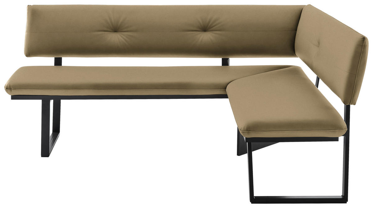 ECKBANK 180/140 cm  in Schwarz, Olivgrün  - Schwarz/Olivgrün, MODERN, Textil/Metall (180/140cm) - Cantus