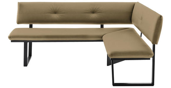 ECKBANK 180/140 cm  in Schwarz, Olivgrün  - Schwarz/Olivgrün, MODERN, Textil/Metall (180/140cm) - Cantus