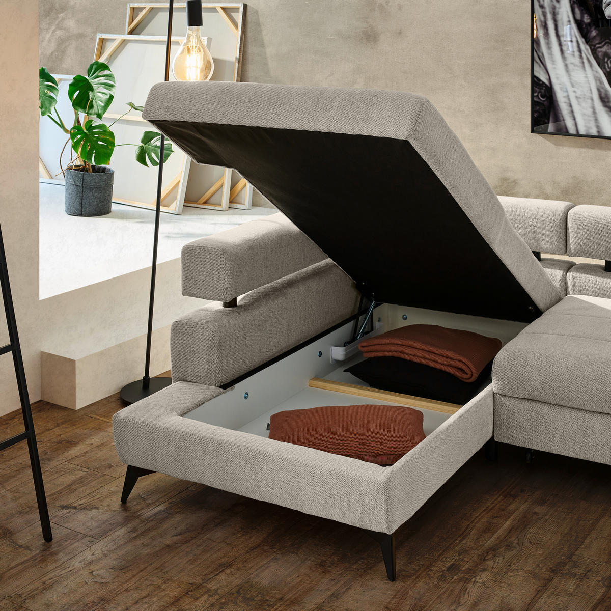 ROHOVÁ SEDAČKA, textil,  - černá, Konvenční, kov/textil (184/265cm) - Hom`in