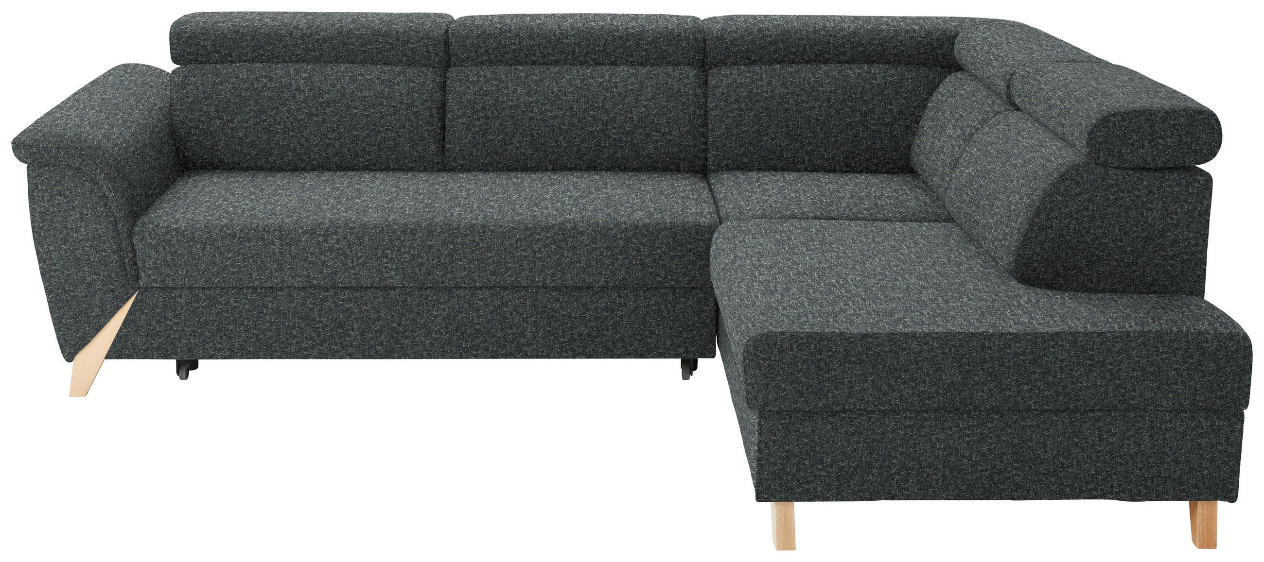 ECKSOFA  in Struktur Graugrün  265/200 cm  - Naturfarben/Graugrün, KONVENTIONELL, Holz/Textil (265/200cm) - Stylife