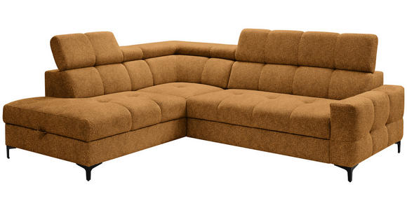 ECKSOFA in Struktur Dunkelgelb  - Dunkelgelb/Schwarz, MODERN, Textil/Metall (212/254cm) - Carryhome